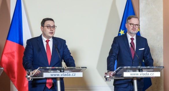 Premiér Petr Fiala na tiskové konferenci po jednání vlády shrnul nejdůležitější body programu, 6. března 2024.