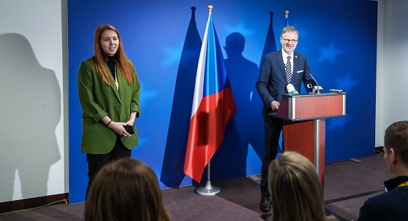 Premiér Petr Fiala shrnul na tiskové konferenci se zástupci českých médií výsledky summitu Evropské rady, 22. března 2024.