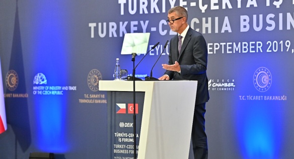 Na zahájení Turecko-českého ekonomického fóra v Istanbulu přednesl projev i premiér Andrej Babiš, 4. září 2019.