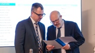 Jednání vlády na tiskové konferenci okomentovali premiér Petr Fiala, vicepremiér Marian Jurečka a ministři Petr Hladík a Jozef Síkela, 24. ledna 2024.