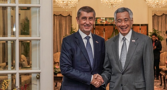 Premiéři Andrej Babiš a Lee Hsien Loong v prezidentském paláci, 14. ledna 2019.