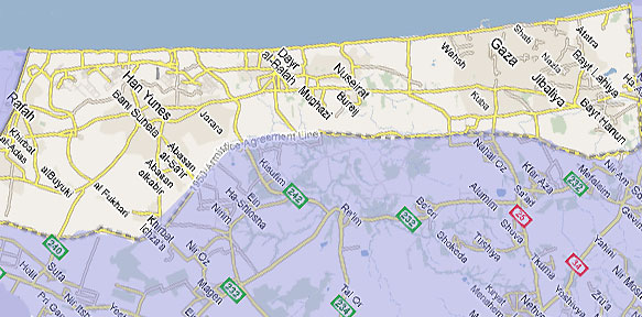 mapa Pásmo Gaza