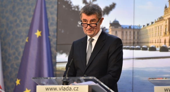 Předseda vlády Andrej Babiš na tiskové konferenci po jednání vlády, 21. března 2018.