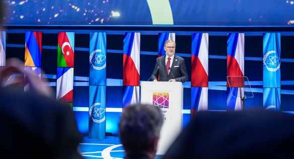 Prime Minister Petr Fiala delivers a speech at the Nuclear Energy Summit in Brussels, 21 March 2024.
