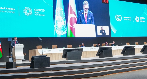 Premiér Petr Fiala přednesl na klimatické konferenci COP 29 v Baku postoje České republiky, 13. listopadu 2024.