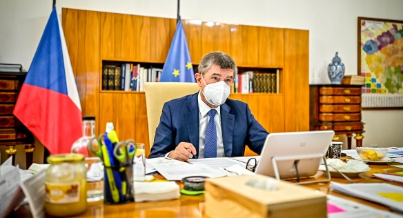Prime Minister Andrej Babiš during a cabinet meeting, 22 January 2021.