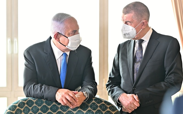 Prime Minister Andrej Babiš with Israeli Prime Minister Benjamin Netanjahu, 11 March 2021.
