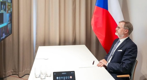 Prime Minister Petr Fiala participated in an online meeting of the so-called coalition of the willing on July 10, 2025.
