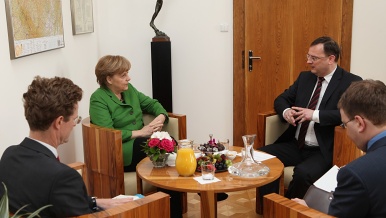 Premiér Petr Nečas se setkal se spolkovou kancléřkou Spolkové republiky Německo Angelou Merkelovou, 3. dubna 2012