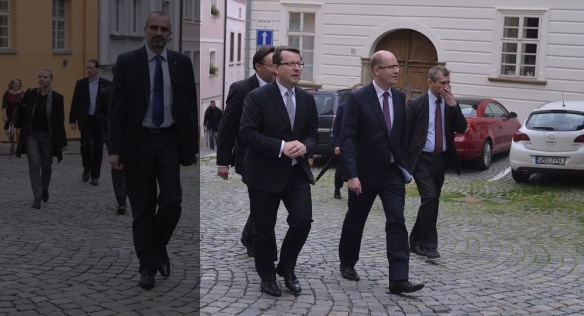 Předseda vlády Bohuslav Sobotka se setkal s primátorem města Olomouce, 21. května 2015.