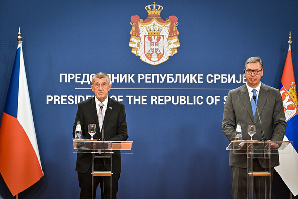 Jednání delegací srbského prezidenta Aleksandara Vučiće a českého premiéra Andreje Babiše v Bělehradě, 23. července 2026.