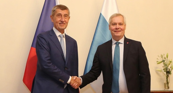 Prime Minister Andrej Babiš with Finnish Prime Minister Antti Rinne at the Hrzánský Palace, 30 September 2019.