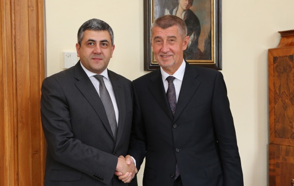 Premier Babiš met in the Hrzánský Palace with Secretary General of the UN World Tourism Organisation Pololikashvili, 11 June 2018.