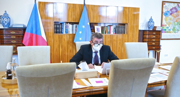 Prime Minister Andrej Babiš during a cabinet meeting, 25 January 2021.