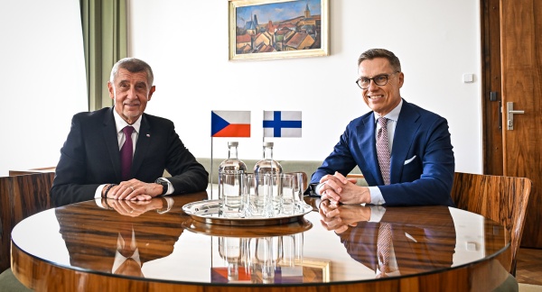 Czech Prime Minister Andrej Babiš at a meeting with Finnish President Alexander Stubb at Strakova Academy on May 5, 2026.
