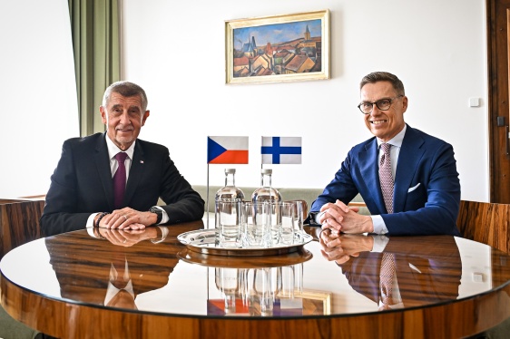 Český premiér Andrej Babiš na jednání s prezidentem Finska Alexanderem Stubbem ve Strakově akademii, 5. května 2026.