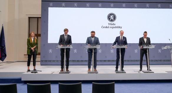 Premiér Petr Fiala a další členové vlády shrnuli výsledky jednání vlády na tiskové konferenci, 18. září 2024.