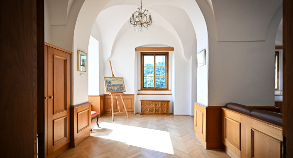 Pohled z okna Slavíčkova ateliéru v Hrzánském paláci.